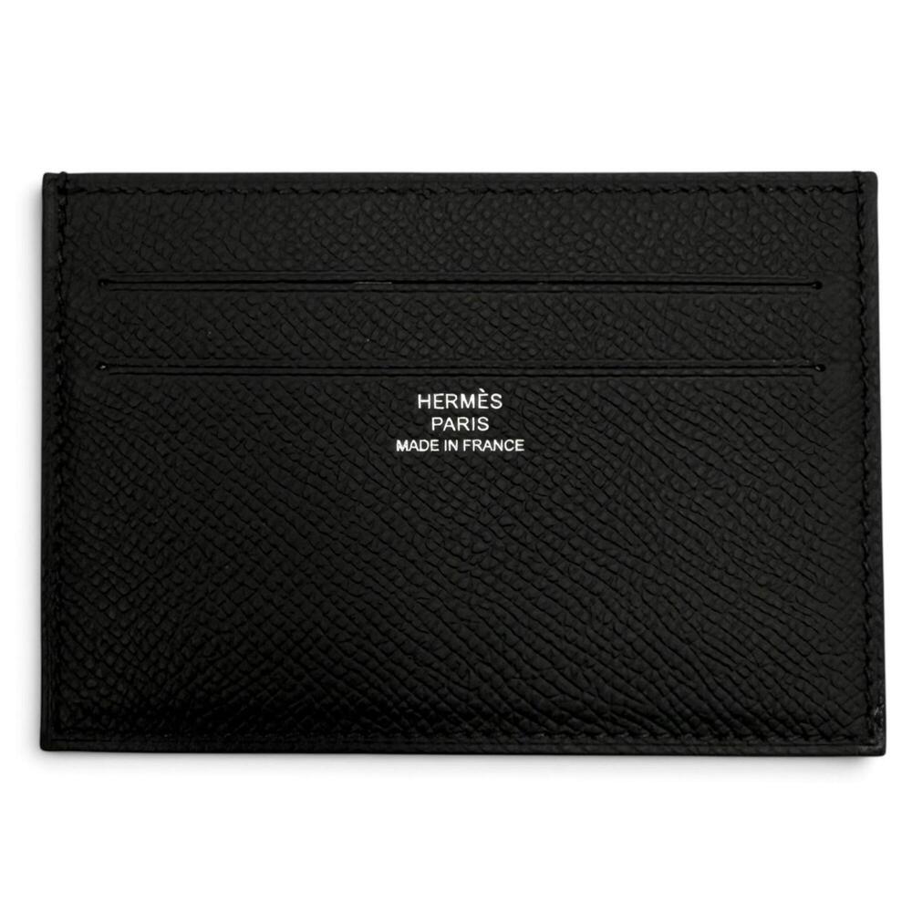 HERMES Citizen Twill Veau Epsom Leather Silk Lining Pass Case Business Card H...